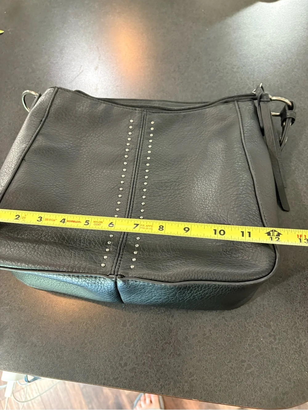 MONTANA WEST Black Pebbled Leather Hobo with Stud Detailing